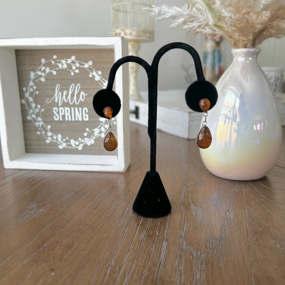 Natural Amber dangle earrings